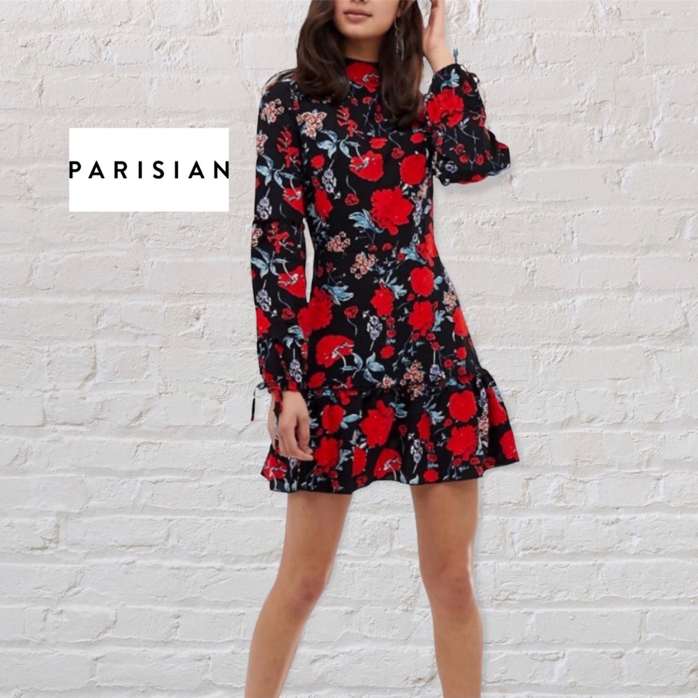 Parisian Floral High Neck Dress